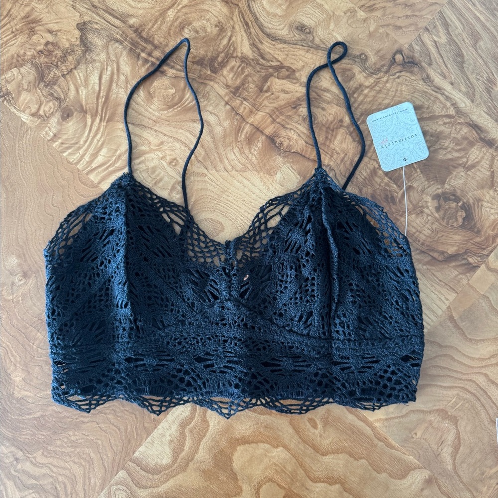 Free People Black Crochet Crop Top